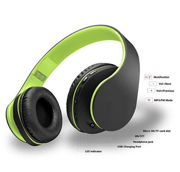 Cuffie Bluetooth sopra l'orecchioCuffie stereo leggere pieghevoli Micro SDTFFM per cellularePCTravelSoft Paraorecchie perProlon2787531