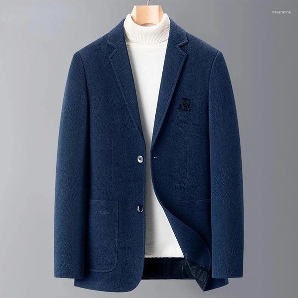 Ternos masculinos primavera outono blazers de lã inteligente casual masculino casacos de luxo