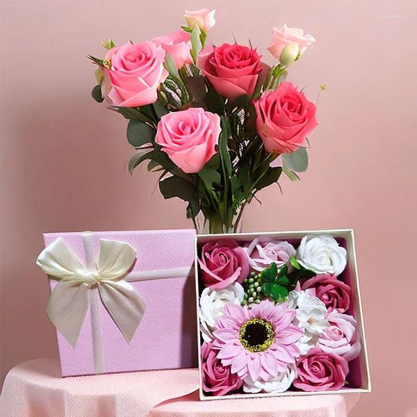 Fiori decorativi Girasole artificiale Boutique Confezione regalo Decorazione della stanza Accessori 3 colori Regali carini per le donne San Valentino