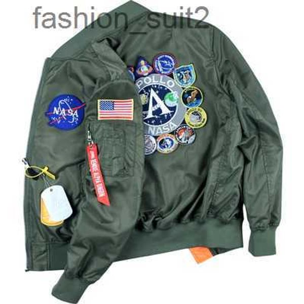 Giacche nasa Giacca da pilota autunno-volo Cappotto Nero Verde Bomber Apollo Uomo Cappotti da baseball con ricamo Nasa con cerniera bomber cp Giacche da uomo 2 FQB0