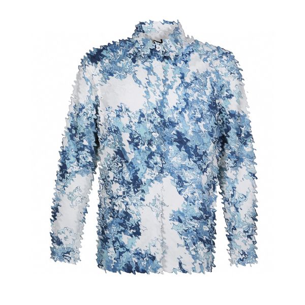 24ss homens designer casaco jaqueta paris camuflagem flores jacquard coral algas impressão de mangas compridas jaqueta camisa mangas compridas mulheres azul m-xl