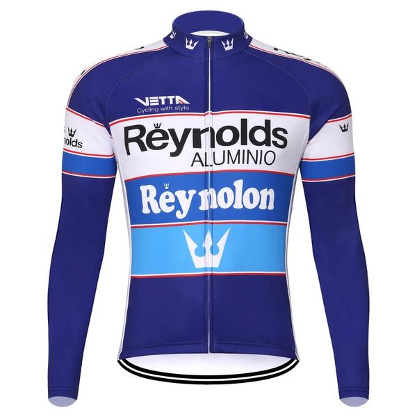 Imposta Reynolds Maglia da ciclismo Manica lunga Uomo Biciclette retrò Enduro Quick Thin Dry Bike Downhill Mtb Abbigliamento in pile invernale Blu
