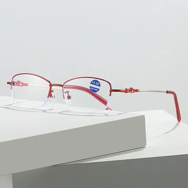 Lunettes de soleil en métal demi-jante cadre rond lentille bleue bloquant la lumière de bonne qualité presbytie mode mâle femelle unisexe FDA lunettes de lecture