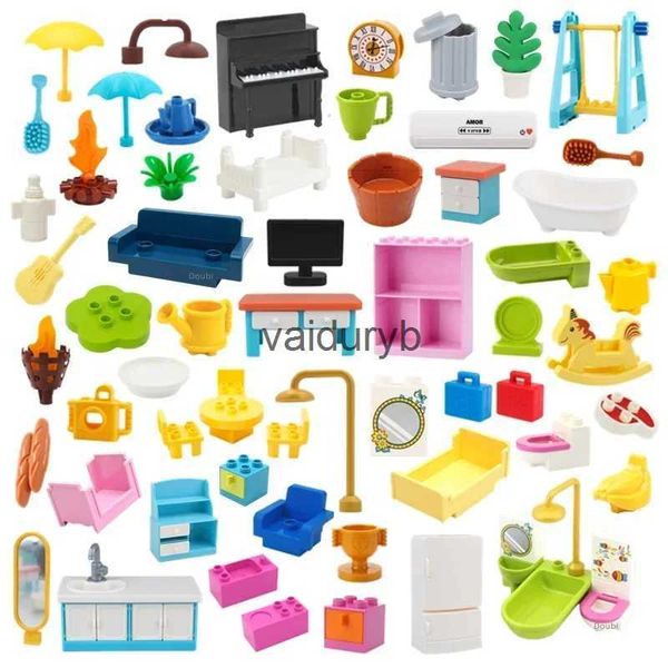 Blocos magnéticos Grandes blocos de construção Casa de boneca Cama Armário Mesa e cadeiras Móveis Compatível Tijolos grandes Brinquedo educacional ldren Kid Giftsvaiduryb