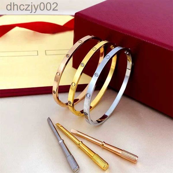Designer parafuso pulseira moda luxo jóias pulseira pulseiras 18k rosa ouro prata titânio aço diamante pulseiras prego para homens mulheres 15cm-22cm 58sc