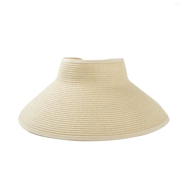 Cappelli a tesa larga per adulti Visiera parasole aperta per cappello tinta unita Cappello da spiaggia a testa nuda regolabile da donna