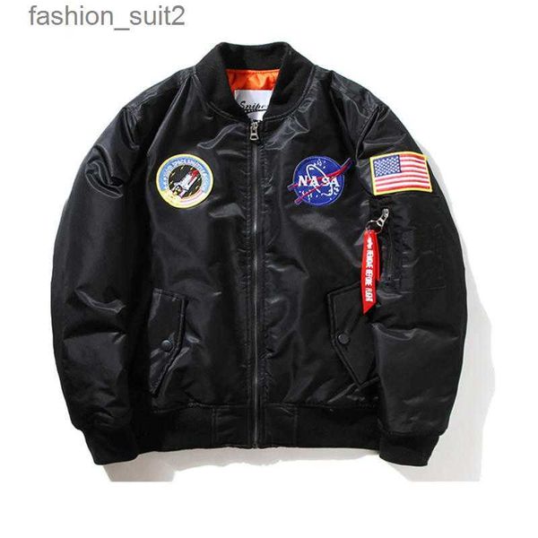 Nasa Jackets Fall-Flight Pilot Jacket Casaco Preto Verde Bomber Ma1 Homens Nasa Bordado Casacos de Beisebol com Zíper CP Bomber Jacket Jaquetas Masculinas 1 HD6I