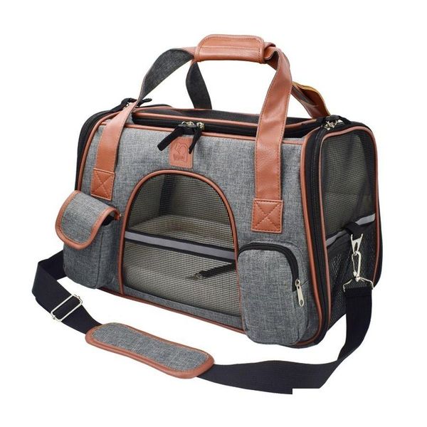 Cão portador de viagem assento de carro s mochila portátil respirável gaiola gato pequeno cão saco avião appd 0707 entrega gota dhnky