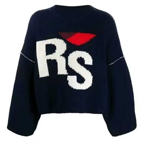 Maglioni da uomo 2023 Donna Uomo Maglione in cotone Maglione girocollo Classico Lettera Rs Manica lunga Top Maglione Abbigliamento Raf Stile sciolto h5