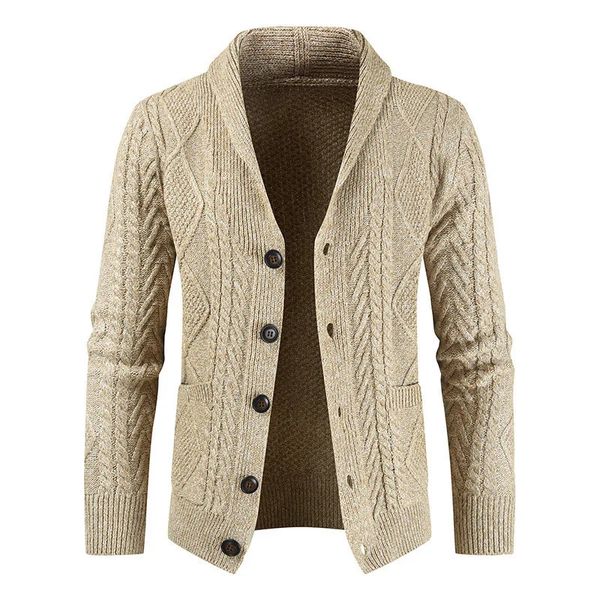 2024 inverno novo comércio exterior transfronteiriço crochê malha cardigan camisola britânica solta casaco grosso camisola masculina 240113