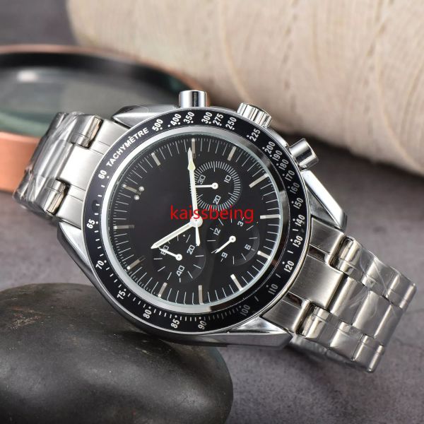 2024 novo luxo masculino seis agulha multifuncional cronometragem relógio de pulso de quartzo banda sólida calendário função relógio