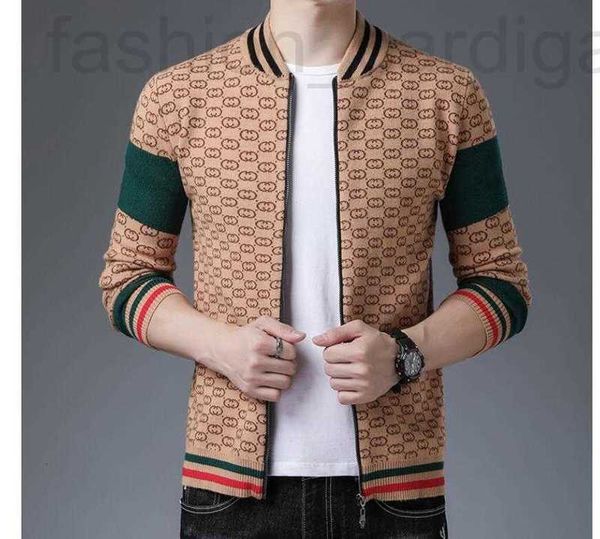 Erkek Sweaters Tasarımcısı 2021 Güz Yeni Erkekler 'Fermuar Örgü HARDIGAN TIDE MARKASI SAYIT BEYZBOL YALA Uzun Kollu Sweater 8GP4