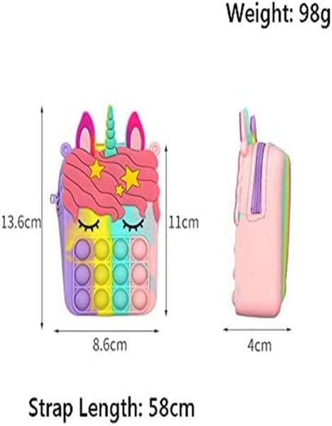 Vendita diretta in fabbrica giocattoli in silicone per bambini carino colorato unicorno bolla portamonete portamonete regalo per bambini9778253