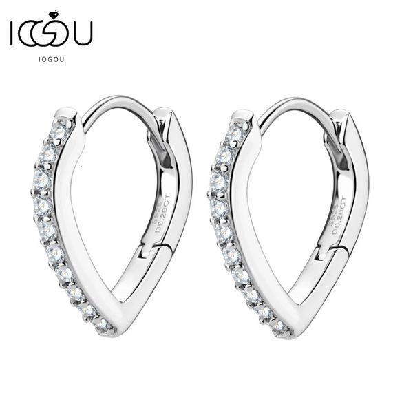 IOGOU Einfache Wassertropfen Creolen Zertifikat D020CT Echtes 925 Silber Schmuck für Frauen Geschenk Koreanische Mode 240112