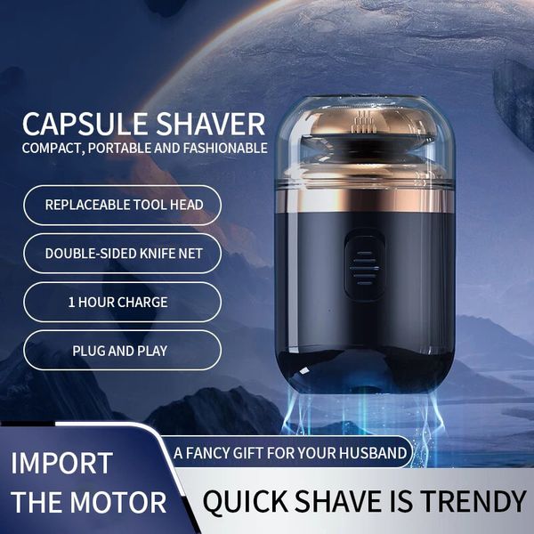 2 em 1 mini portátil masculino barbeador elétrico cápsula lavável navalha recarregável mashine para homem nariz aparador de pêlos 240112