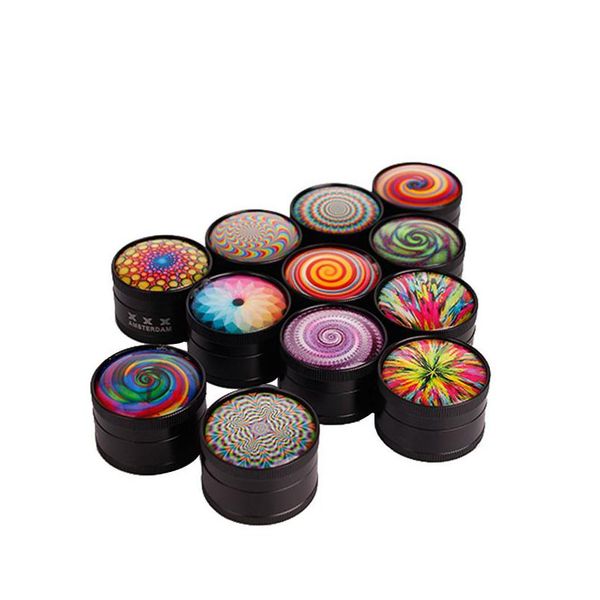 Outros acessórios para fumar 3D Metal Amsterdam Herb Grinder Acessórios para fumar 3 camadas Moedores de tabaco Magentic Design com raspador D Dhfkh