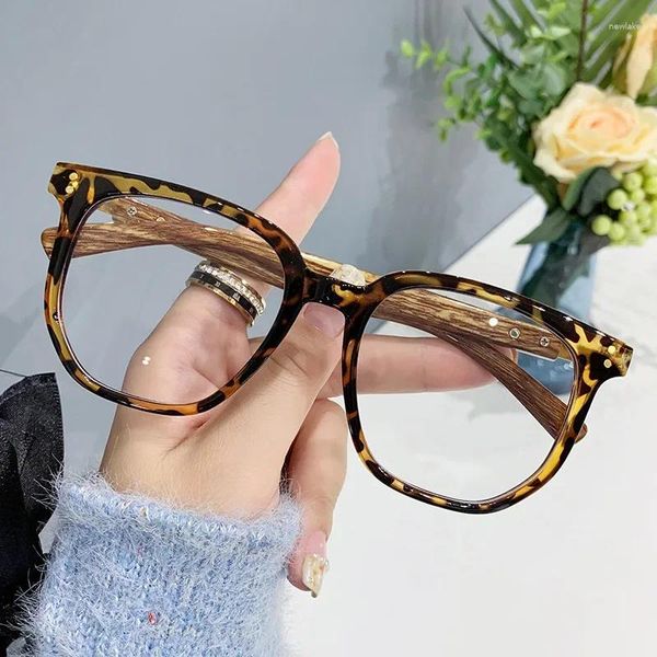 Sonnenbrille Mode Holzmaserung Anti-Blaulicht Myopie Brille Retro Lesen Großer Rahmen Kurzsichtige Brille Für Frauen Männer Dioptrien0 bis 4,0