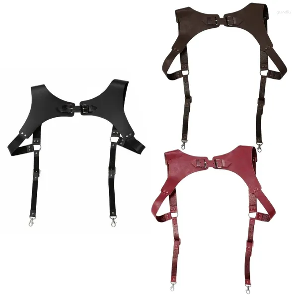 Cinture Pelli PU regolabili Bretelle unisex per uomo e donna con clip in metallo Costumi Cosplay Bretella gotica
