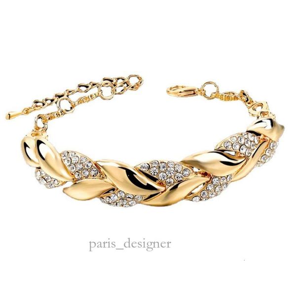 Lega intarsiata con diamanti Bracciale foglia gioielli alla moda Cognome femminile Bracciale foglia accessorio in oro 42 515