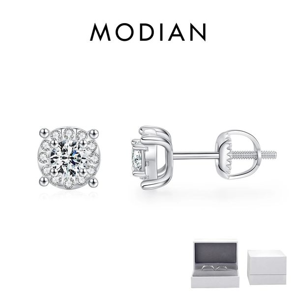 Modian D Color VVS Saplama Küpe Laboratuvarı, Diamond 925 Sterlling Gümüş Gelin Mücevherleri Kadınlar İçin Düğün Hediyesi 240112