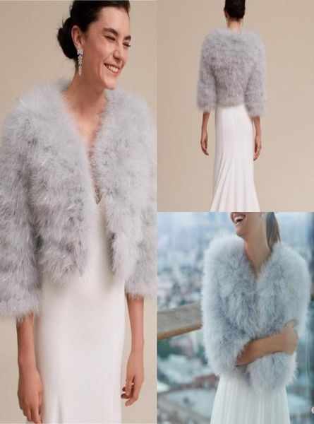 Prata cinza 2019 novos envoltórios de pele xales de casamento bolero jaquetas inverno capa de noiva casaco de inverno envoltório de dama de honra rápido 2759328