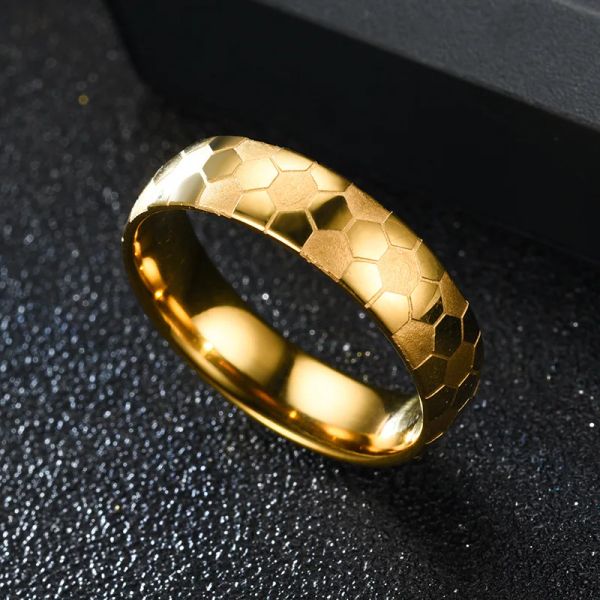 Punk Cool Modello di Calcio Anello Maschio 6mm Colore Oro/Argento 14k Oro Giallo Tifosi di Calcio Anelli per Uomo Gioielli Regalo