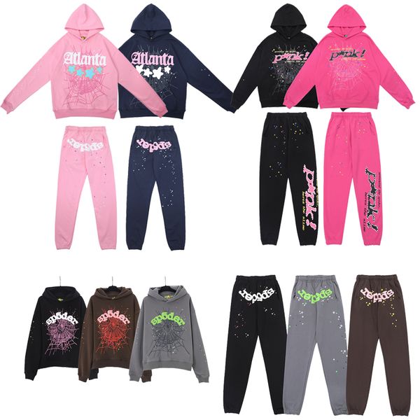 Homens Designer Hoodies Spider Hoodie Sp5der Young Thug 555555 Pulôver Rosa Hoody Sweatpants Moletom Top Quality Loose Terry Tracksuit Sport Terno Oversize S-XL