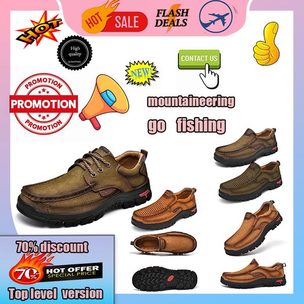 Sapatos de caminhada sapatos de couro de designer para homens mocassins de couro genuíno de grandes dimensões para homens casuais anti deslizamento resistente ao desgaste tênis de treinamento de couro