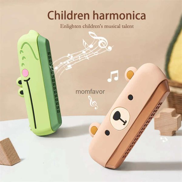 Novos brinquedos de aprendizagem 16 crianças buracos gaita montessori educação brinquedo bebê iluminação musical instrumento vento silicone gaita criança gaita