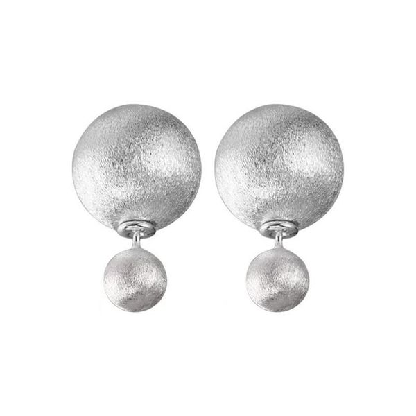 925 Sterling Silber Frosted Round Ball Back Hängende Ohrstecker Für Frauen Mit Einfacher Persönlichkeit Premium Drop Lieferung Dh1Yl