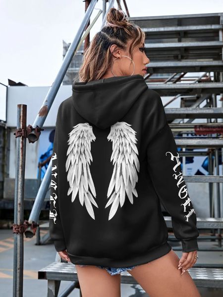 Asas de anjo personalidade padrão feminino hoodie harajuku velo com capuz moda s-xxl casual pullovers hip hop solto feminino topos 240112