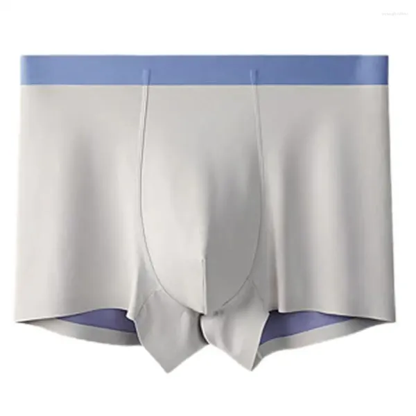 Cuecas masculinas boxers calcinha média cintura macia respirável secagem rápida elástica fina u convexo roupa interior de seda