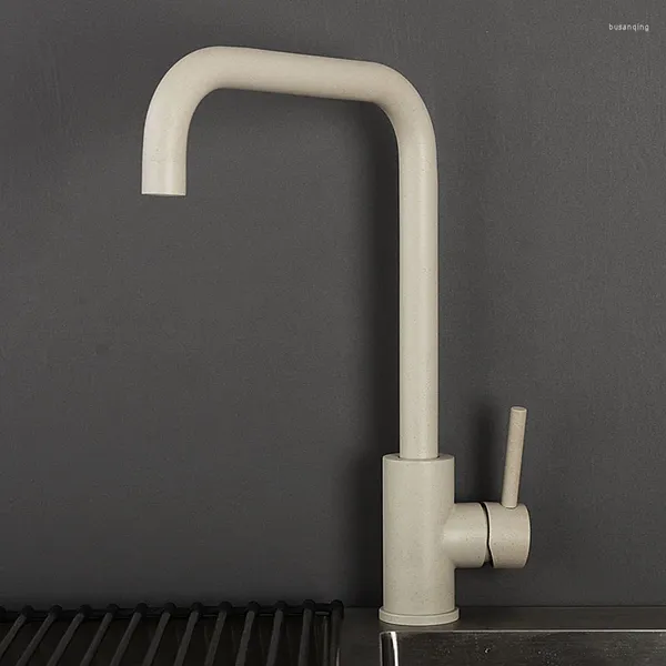 Mutfak muslukları bej lavabo musluk mikseri 360 derece dönüş su musluk soğuk paslanmaz çelik güverte monte