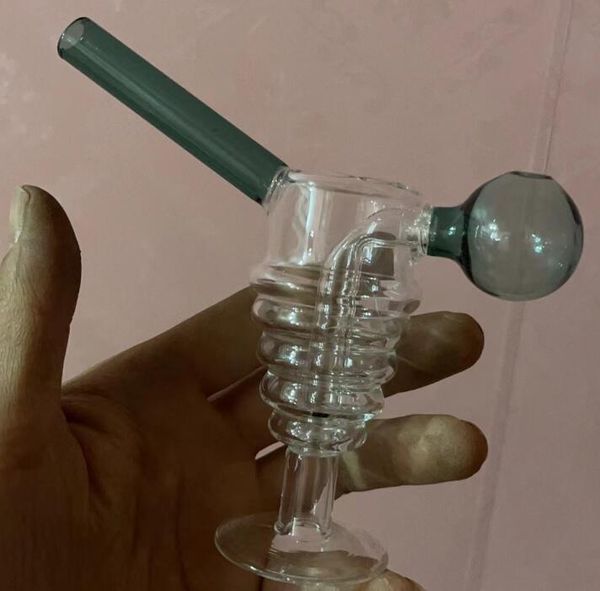 Cálice mini Bongos de Vidro Espiral Reciclador Dab Oil Rigs Tubulação de Água 10mm Joint Water Bong com Banger e Mangueira