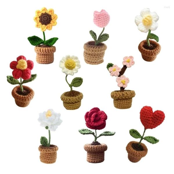 Dekoratif Çiçekler El Dokumalı Buket Saksılı Gül Tulip Yurt için El Sanatları Yemek Masası Dekorasyon Malzemeleri Dropship