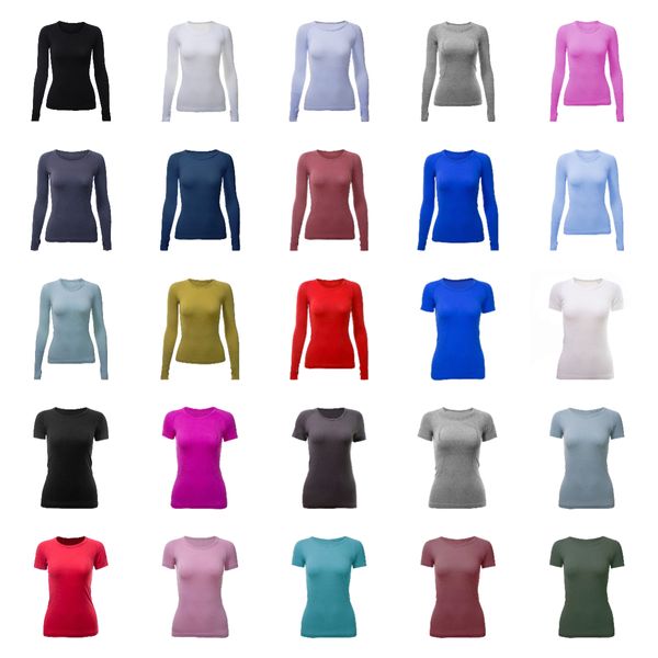 Lu-X Maglietta da Yoga da Donna a Maniche Lunghe Felpa a Maniche Corte Crop Top Maglietta Senza Cuciture Allenamento Sport Abbigliamento da Palestra Femminile Abbigliamento Sportivo da Jogging Allentato Abbigliamento da Yoga Asciugatura Rapida