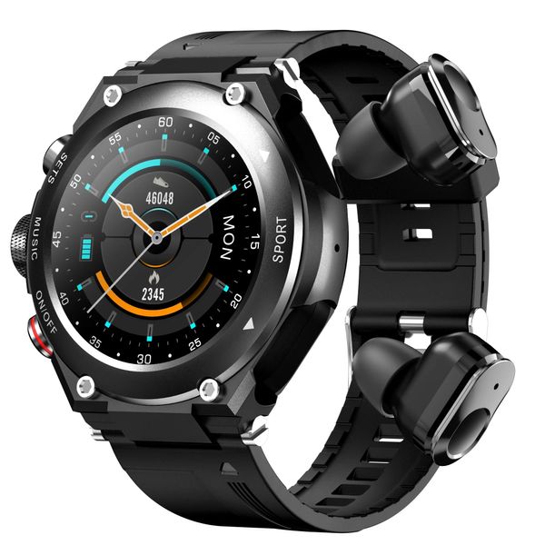 Relógios fone de ouvido relógio inteligente masculino bluetooth chamada 380mah tela cheia smartwatch feminino relógio de pulso diy rosto fitness esporte rastreador