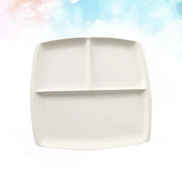 Conjuntos de louça 10 polegadas Bone China Prato Porcelana Três Compartimentos Café da Manhã Bife Quadrado Cerâmica Talheres Home Decor (Branco)