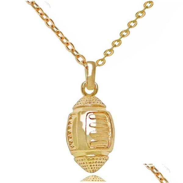 Pingente colares pingente colares 18k ouro futebol americano esportes para mulheres rugby forma cadeias moda amantes jóias presente gota de dhcsh