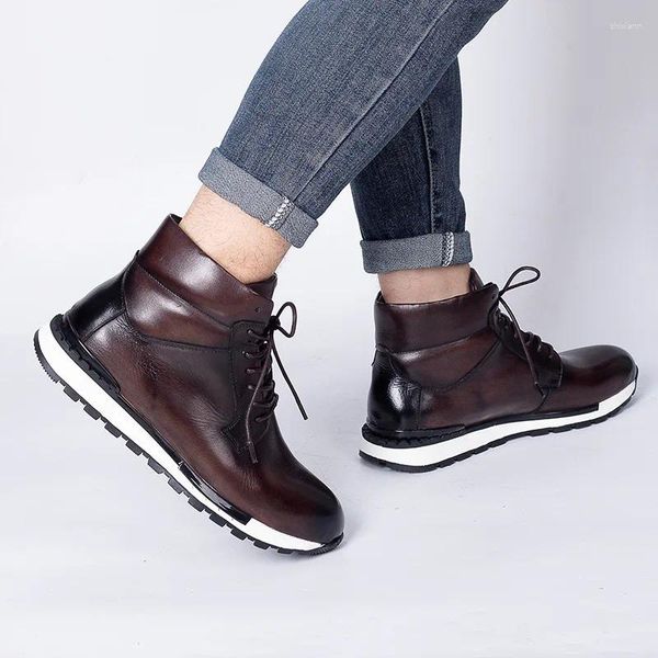 Stiefel männer Echtes Leder Knöchel Herbst Winter Herren Schuhe Mode Große Größe Urban Casual Rindsleder Männer Turnschuhe