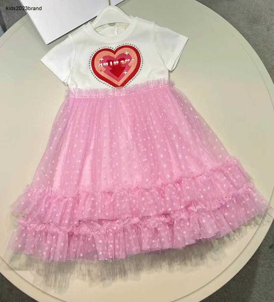 Nuovo vestito da bambino Gonna da ragazza con logo lavorato a maglia con paillettes Taglia 110-160 estate Gonna di pizzo carina orlo abiti da bambino firmati per bambini Jan10