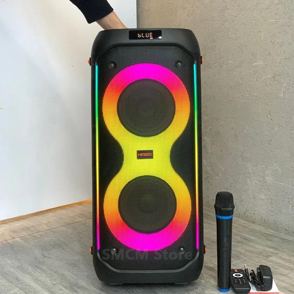 Lautsprecher Spitzenleistung 3000 W, Dual 6,5 Zoll, supergroßer Outdoor-Bluetooth-Lautsprecher, Karaoke-Party-Box, tragbare kabellose Subwoofer-Säule, FM