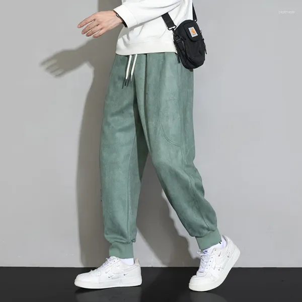 Pantaloni da uomo Pantaloni casual larghi Versione vita Cotone Verde erba Tutto il resto Poliestere