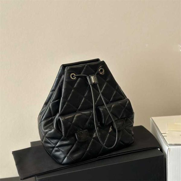 Diamant-Leder-Eimer, modische Taschen, Designer-Damen-Rucksack mit gestepptem Faden, Muster Duma, hochwertige, hochwertige Kordelzug-Buchtasche mit mehreren Taschen