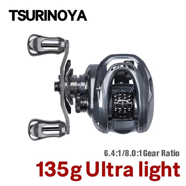 Tsurinoya 135G Rull di pesca ad esca Ultra Light Genius 50h Elf 50 6.5G Spool 6.4 1 8 1 Ribella di casting di gioco di luce finezza esca 240112