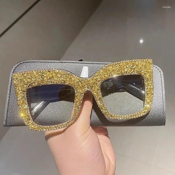 Солнцезащитные очки, роскошные квадратные очки с бриллиантами и анти-синим светом, женские винтажные очки для близорукости, оптические брендовые дизайнерские женские очки в большой оправе