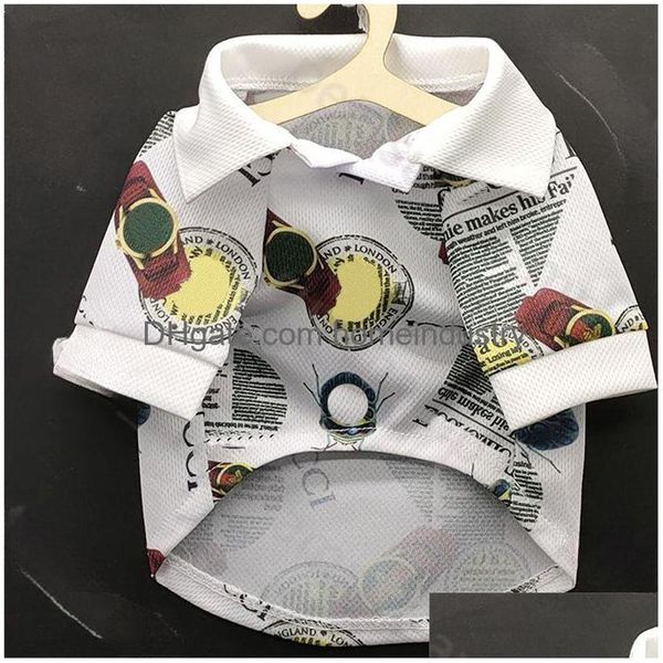 Estilo de rua camisa de cachorro casual luxo lapela zíper verão designer blusa fina schnauzer balde francês entrega gota dhgs7