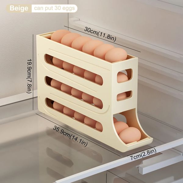 Холодильник, ящик для хранения яиц Автоматическая прокрутка яйца держателя домохозяйства с большой пропускной способностью кухни.