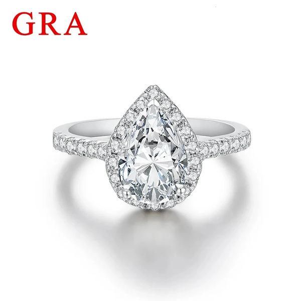 20CT D Farbe Ring Birnenschliff mit Zertifikat 100 % 925 Sterling Silber Verlobungsschmuck für Frauen Luxusqualität 240112