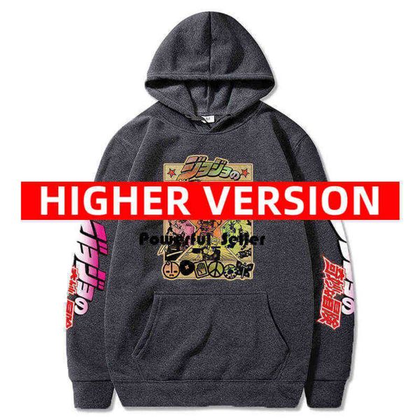 Harajuku Jojo Bizarre Adventure Hoodie Anime japonês Homens/mulheres Moletom de manga comprida Tops Desenhos animados Hip Hop Roupas vintage 2024 Terça-feira Ess 1310